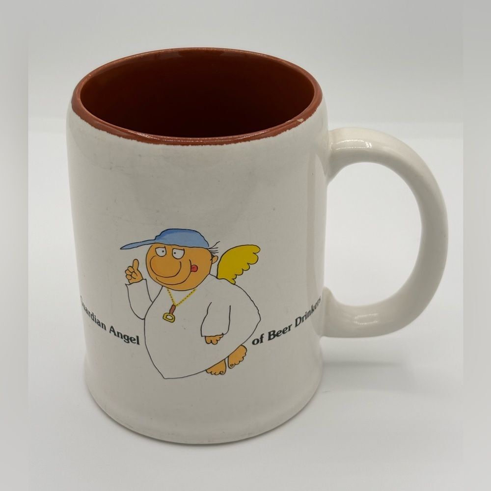 Guardian Angel of Beer Drinkers Coffee Mug 1986 Harry Gans Korea Enesco Vintage
